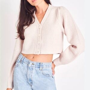 LoveShackFancy Cardigan Wool Cashmere Blend Pink size XL